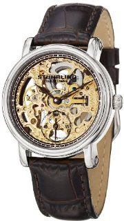 Stuhrling Original Women's 460L.1215K31 Classic Delphi Avon Mechanical Skeleton Brown Leather Strap Watch Watches