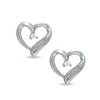 Diamond Accent Heart Stud Earrings in Sterling Silver   Zales
