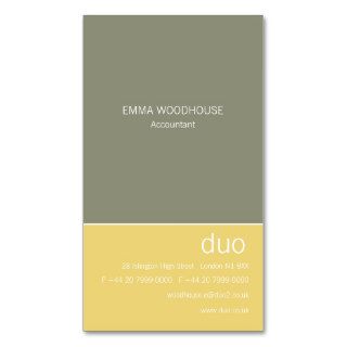 Duo Vertical Grey & Yellow Business Cards