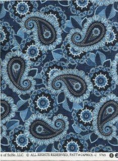 Timeless Treasures Fabric Caprice Blue Paisley Fabric by Chong a Hwang #CAPRICE C 9765 ~ HALF YARD ~ 3" Paisley and 2" Flowers Quilt Fabric 100% Cotton 45" Wide