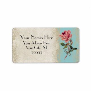 Baroque Style Vintage Rose Aqua n Cream Lace Personalized Address Label