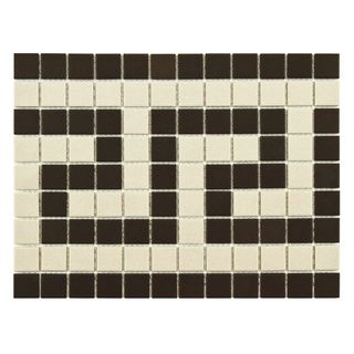 Somertile Manhattan Square Greek Key Border 9.75x13 inch Unglazed Porcelain Mosaic Tiles (pack Of 10)