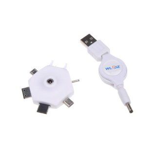 White Multi Car Charger Kit Adapter USB Retractable Cable for Apple iPod/Samsung Cell Phones & Accessories
