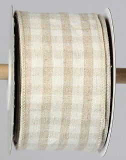 Ivory and Natural Checked Wired Sack Cloth   2.5 Inch x 10 Yards   Home Decor Products