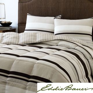Eddie Bauer Eddie Bauer Redmond Stripe Down Alternative Reversible Comforter Set Brown Size Twin
