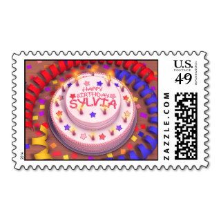 Sylvia's Birthday Cake Postage Stamps