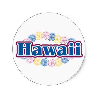 Hawaii flowers round stickers