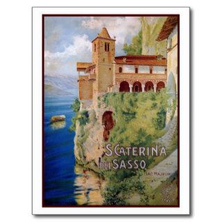 Vintage 1920s Lake Maggiore convent Italian travel Postcard