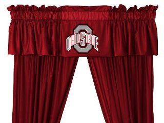 NCAA Ohio State University Buckeyes   5pc Jersey Drapes Curtains and Valance Set   Sports Fan Window Treatment Valances