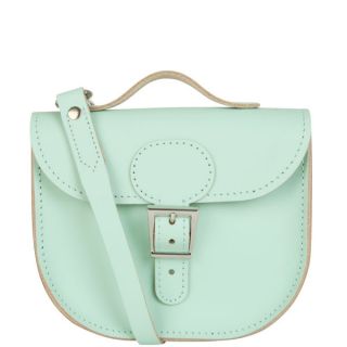 Brit Stitch Leather Half Pint Shoulder Bag   Grayed Jade (Strap On Back)      Womens Accessories