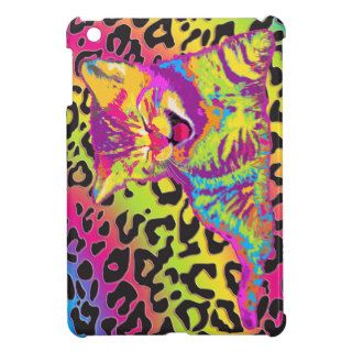 Kitten on rainbow leopard print background case for the iPad mini