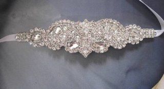 Bridal Wedding Gown Dress Sash Jeweled Belt Buckle Brooch