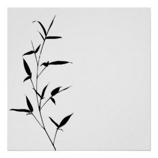 Bamboo Silhouette Background Template Blank Black Posters