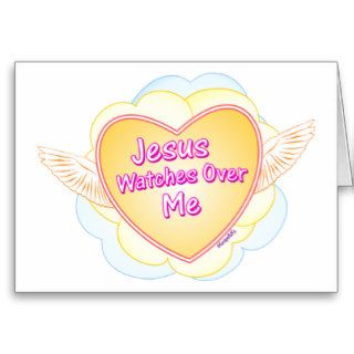 Jesus watches over me Christian gift design Cards