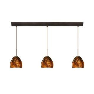 Bolla 3 Light Mini Pendant with Bar Canopy Finish Bronze, Glass Shade Ceylon, Bulb Type Incandescent or Xenon   Ceiling Pendant Fixtures  