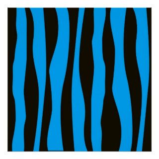 Teal Blue Black Tiger Zebra Stripes Wild Animal Print