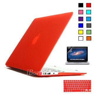 iBenzer   3 in 1 Multi colors Soft Touch Plastic Hard Case Cover & Keyboard Cover & screen protector for Multi Sizes Macbook (Macbook Air 13'', Red MMA13RD+2) Computers & Accessories