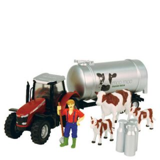 Massey Ferguson Tractor & Trailer Playset with Cows      Toys