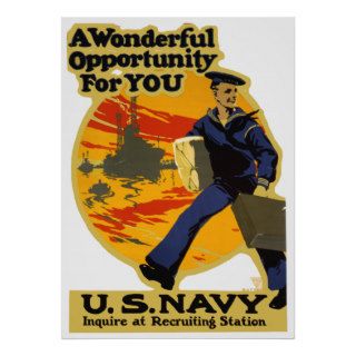 U.S. Navy ~ Vintage WWI Military Recruiting Poster