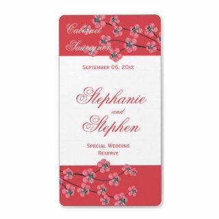 Red Orchid Sprig Wedding Wine Custom Shipping Labels