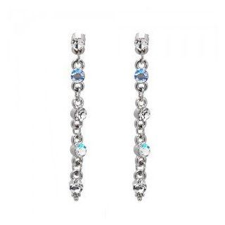 June Silver Crystal Post Drop Earrings Jewelry