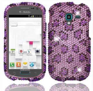 For Samsung Galaxy Exhibit T599 Full Diamond Bling Cover Case Purple Leopard Cell Phones & Accessories