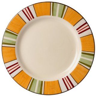 Signature Housewares Sorrento Hand Painted Stripes 8 Inch Salad Plate, Multi Kitchen & Dining