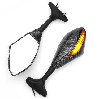 Carbon Racing Mirrors with LED Turn Signals for Honda CBR 250R 400RR 1000F 600F4i 600RR 750F 900RR 929RR 954RR 1100XX Automotive
