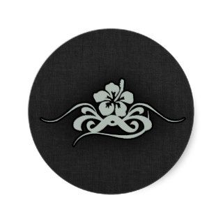 Ash Gray Tropical Hibiscus Round Stickers