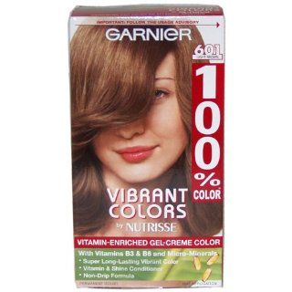 Garnier 100% Color Intense Gel Creme Color, Permanent, Light Brown 601  Chemical Hair Dyes  Beauty