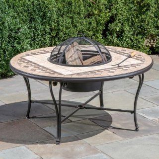 Alfresco Home Basilica Mosaic Fire Pit and Beverage Cooler Table  Fire Pit Sets  Patio, Lawn & Garden