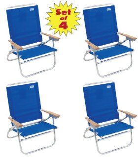 Rio 4 Position Easy In/ Easy Out Beach Chairs Set of 4   Sit Higher Off the Sand #602 Blue  Camping Chairs  Sports & Outdoors