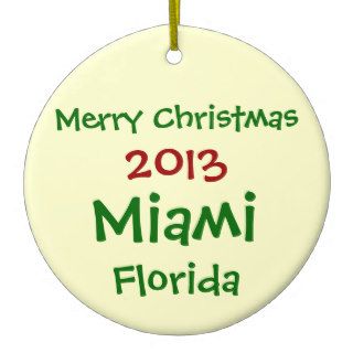 NEW 2013 MIAMI FLORIDA MERRY CHRISTMAS ORNAMENT