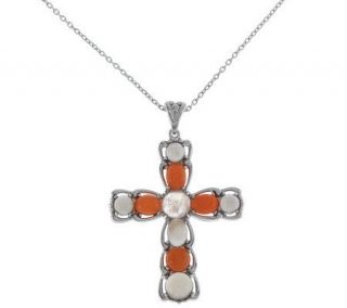 Colors of Moonstone Sterling Cross Pendant with 18 Chain —