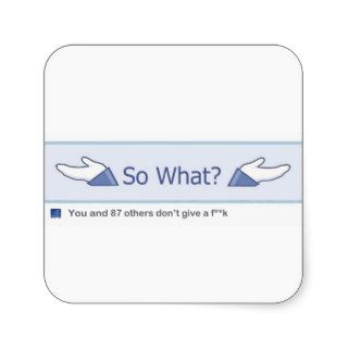 So What? (Facebook Button) Square Stickers