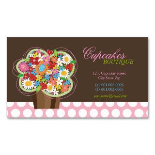 Whimsical Cute Cupcake Spring Flowers Profile Card Business Cards