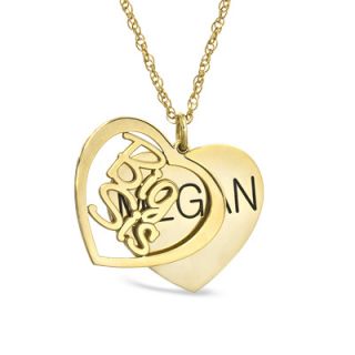 Big Sis Double Heart Name Pendant in Sterling Silver with 14K Gold