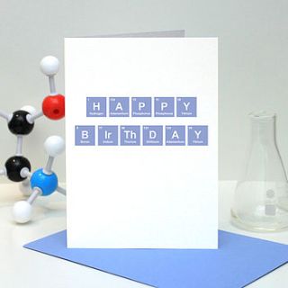 'happy birthday' periodic table card by geek cards for the love of geek