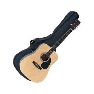 New Maxam 41 Inch Acoustic Six String Guitar With Bag High Gloss Natural Colored Wood Tone Finish   Steel String Acoustic Guitars