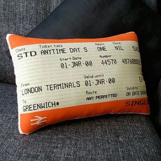  greenwich train ticket cushion by ashley allen