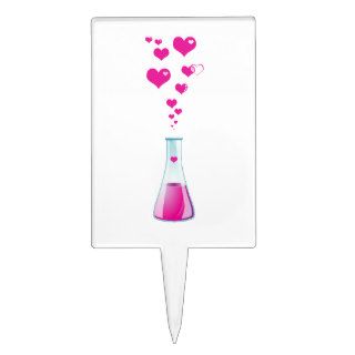 Chemistry Flask, Laboratory Glassware, Pink Hearts Cake Topper