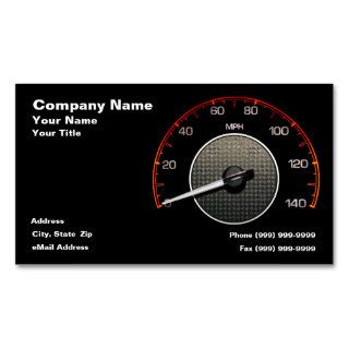 Auto Speedometer Against Black Background Business Card Templates