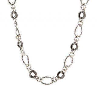 Michael Dawkins Sterling Toggle Necklace with Snakeskin and Gunmetal Links —