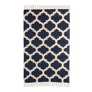 geometric wool rug navy by hunter jones