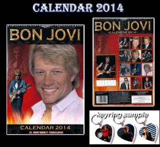 BON JOVI 2014 CALENDAR + 3 BON JOVI HEART SHAPED KEY CHAIN   Wall Calendars