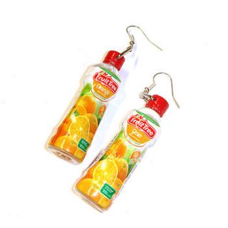 miniature juice bottle charm earrings by hannah makes things
