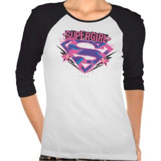 Supergirl Pink and Purple Grunge Logo Tee Shirts