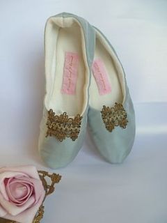silk slippers with piere frey brocade trim by french and floral