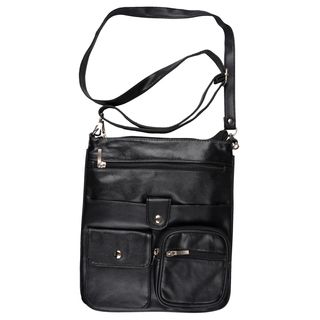 Journee Collection Women's Genuine Black Leather Cross Body Handbag Journee Collection Crossbody & Mini Bags