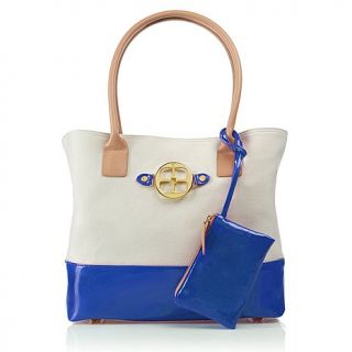 IMAN Global Chic Glam to the Max Canvas & Patent Tote & Wristlet